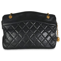 Vintage Black Quilted Lambskin Matelasse Chain Shoulder Bag