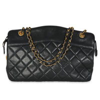 Vintage Black Quilted Lambskin Matelasse Chain Shoulder Bag