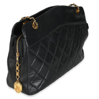 Vintage Black Quilted Lambskin Matelasse Chain Shoulder Bag