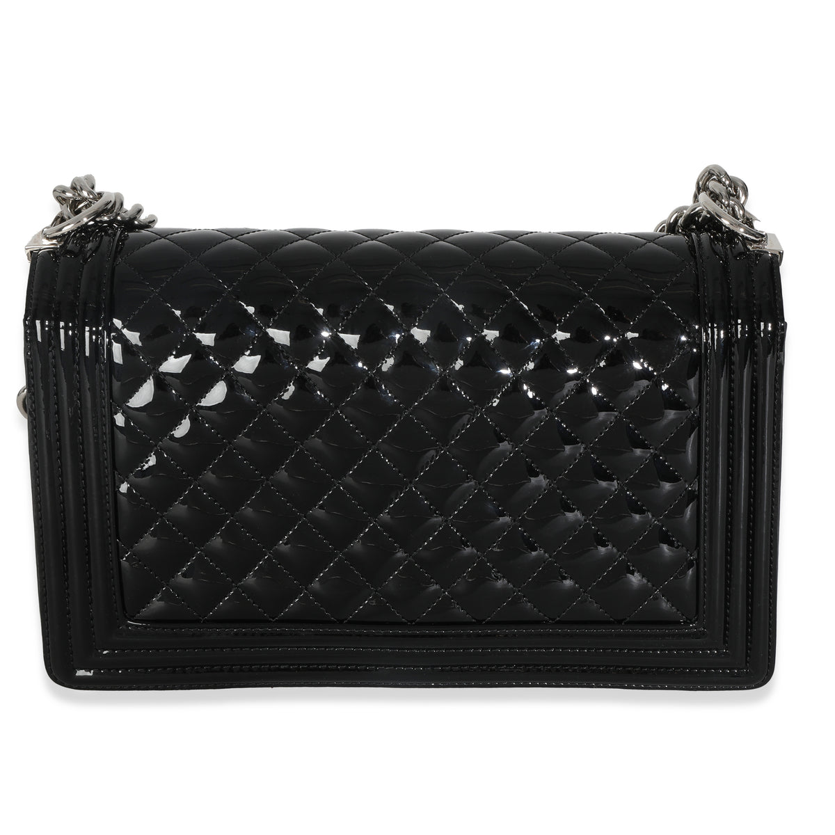Black Quilted Patent New Medium Boy Bag