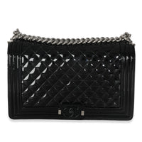Black Quilted Patent New Medium Boy Bag