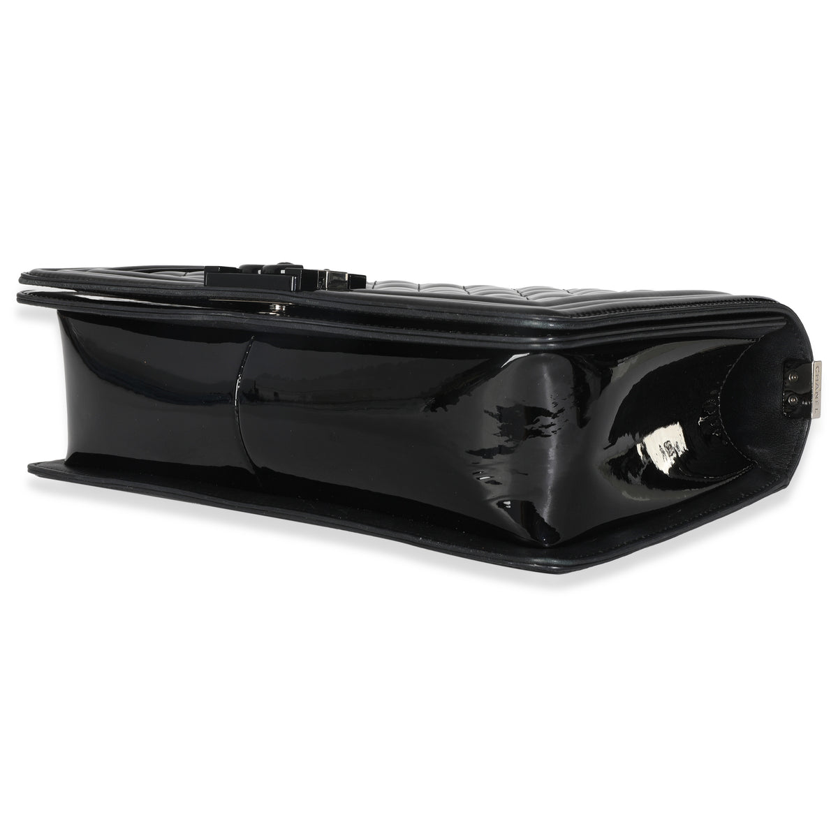 Black Quilted Patent New Medium Boy Bag