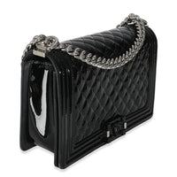 Black Quilted Patent New Medium Boy Bag