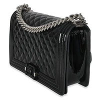 Black Quilted Patent New Medium Boy Bag