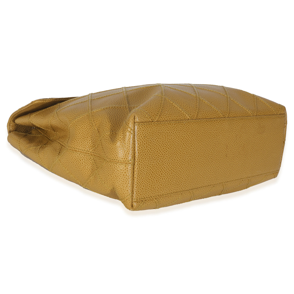 Beige Quilted Caviar Chain Flap Shoulder Handbag