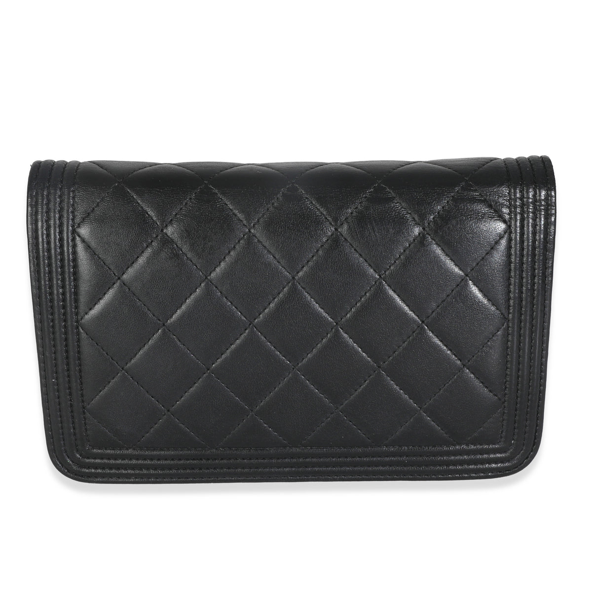 Black Quilted Lambskin Boy Wallet On Chain