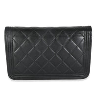 Black Quilted Lambskin Boy Wallet On Chain