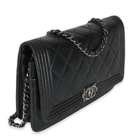 Black Quilted Lambskin Boy Wallet On Chain