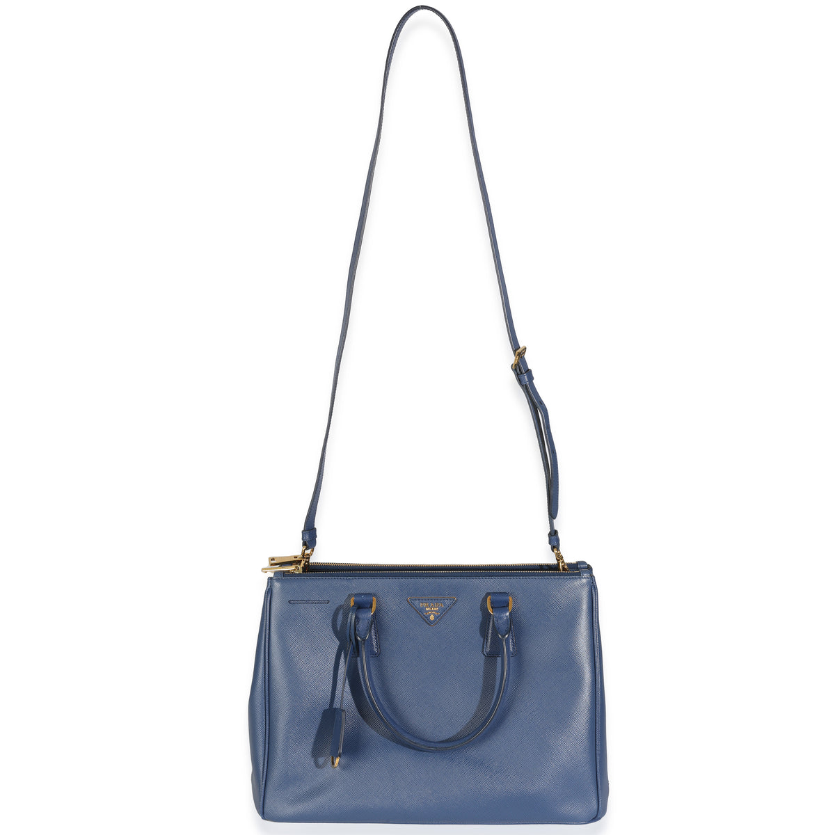 Navy Saffiano Medium Galleria Double Zip Tote