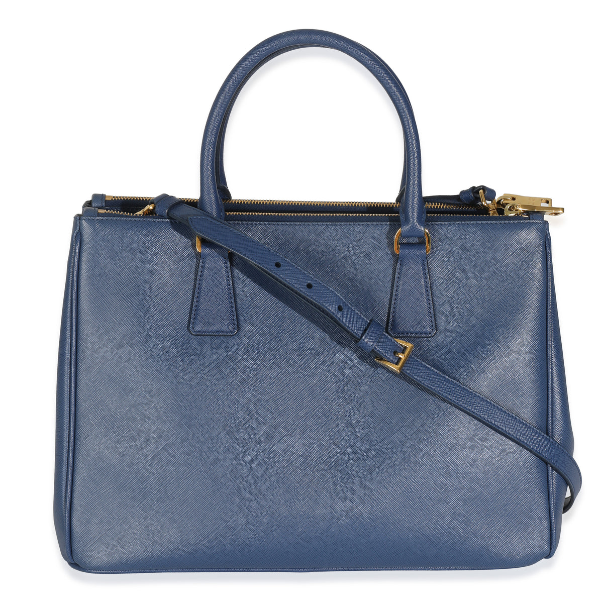 Navy Saffiano Medium Galleria Double Zip Tote