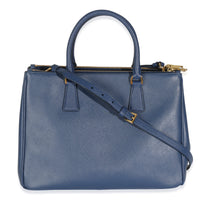 Navy Saffiano Medium Galleria Double Zip Tote