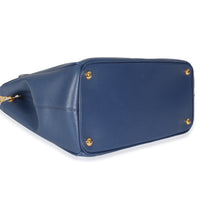 Navy Saffiano Medium Galleria Double Zip Tote