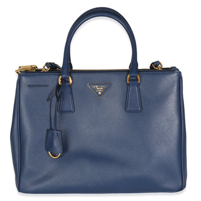 Navy Saffiano Medium Galleria Double Zip Tote