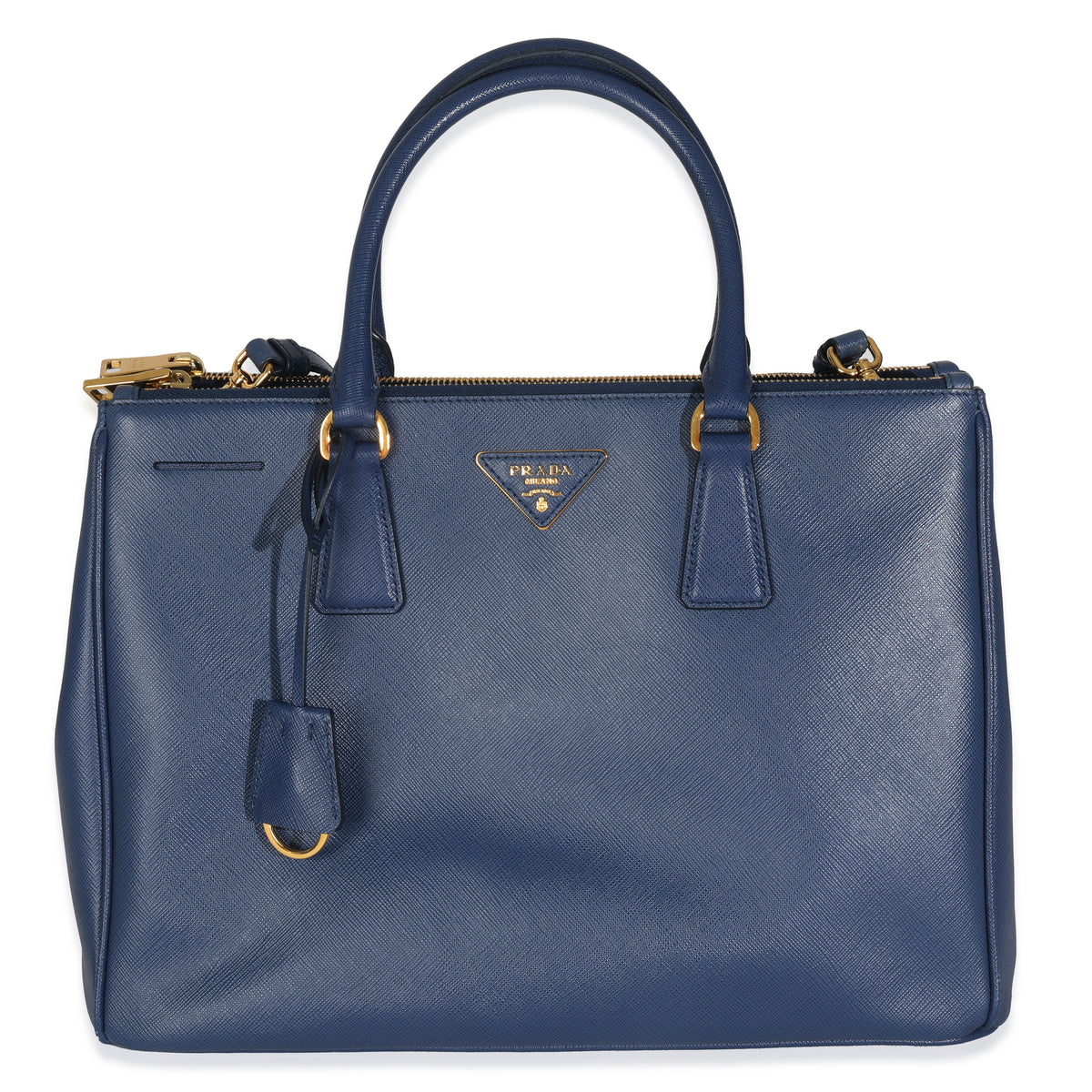 Navy Saffiano Medium Galleria Double Zip Tote