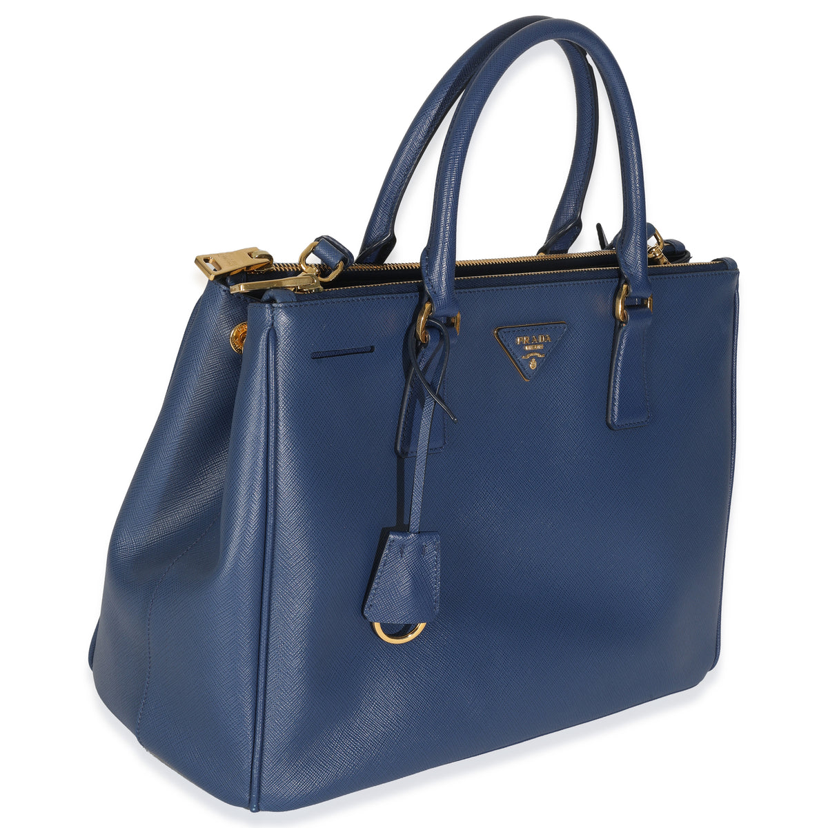 Navy Saffiano Medium Galleria Double Zip Tote
