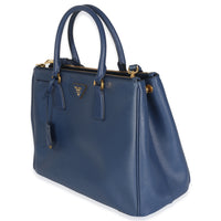 Navy Saffiano Medium Galleria Double Zip Tote