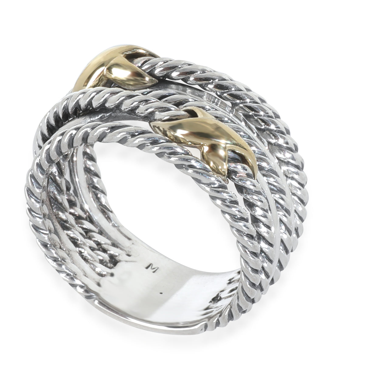 Yellow Gold & Sterling Silver  Crossover Double X Ring