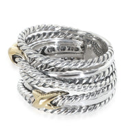 Yellow Gold & Sterling Silver  Crossover Double X Ring