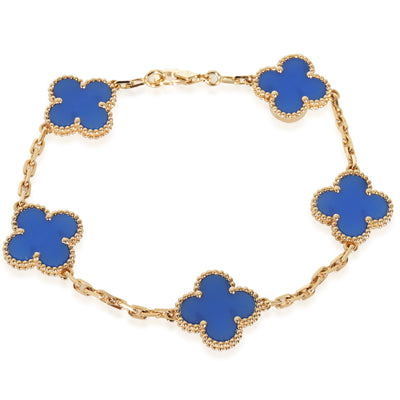 Yellow Gold Agate Vintage Alhambra Bracelet