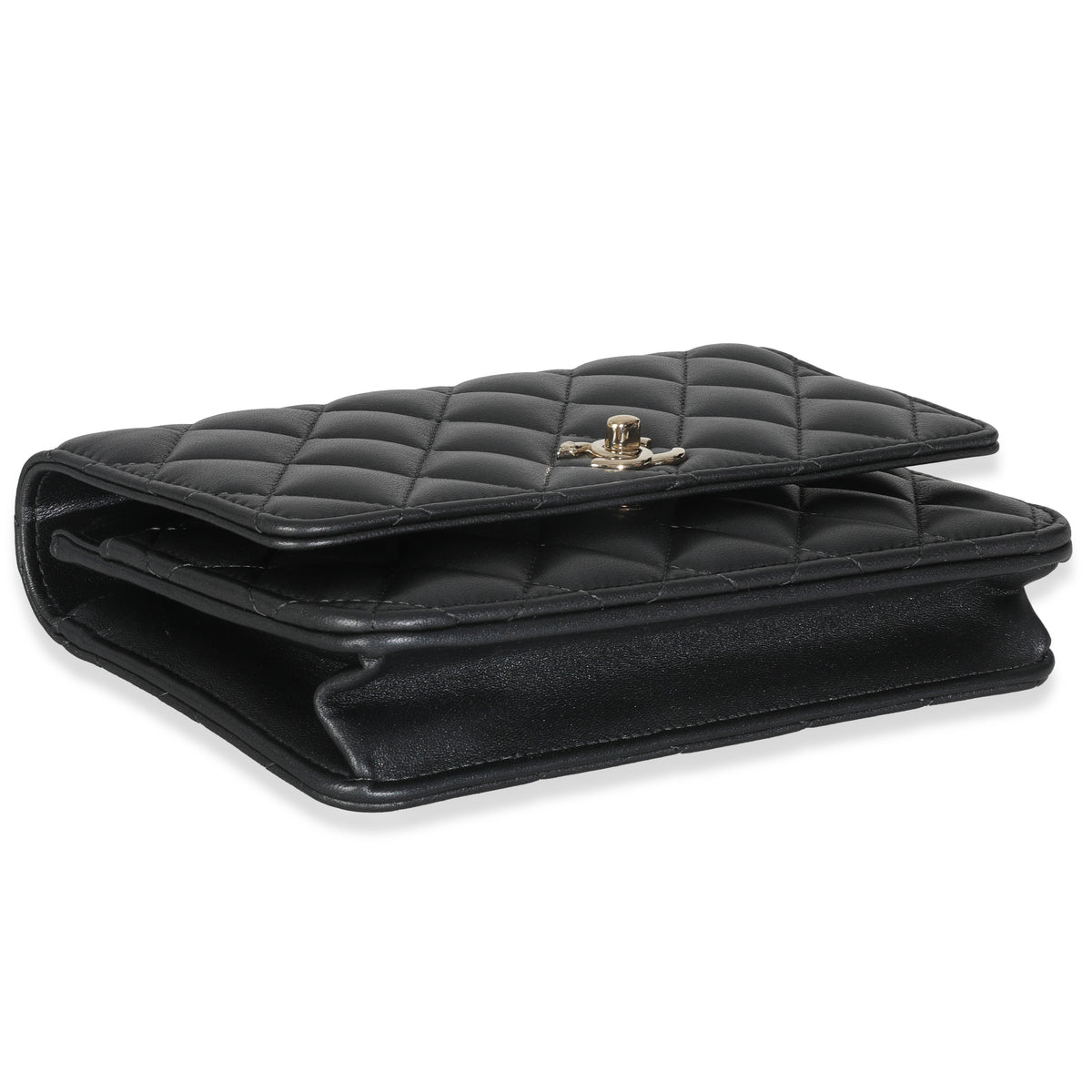 Black Pearly Quilted Lambskin Charms Wallet On Chain