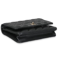 Black Pearly Quilted Lambskin Charms Wallet On Chain