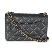 Black Pearly Quilted Lambskin Charms Wallet On Chain