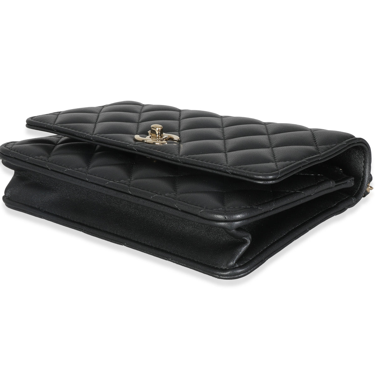 Black Pearly Quilted Lambskin Charms Wallet On Chain