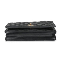 Black Pearly Quilted Lambskin Charms Wallet On Chain