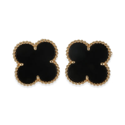 Yellow Gold Onyx Magic Alhambra Earrings