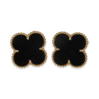 Yellow Gold Onyx Magic Alhambra Earrings