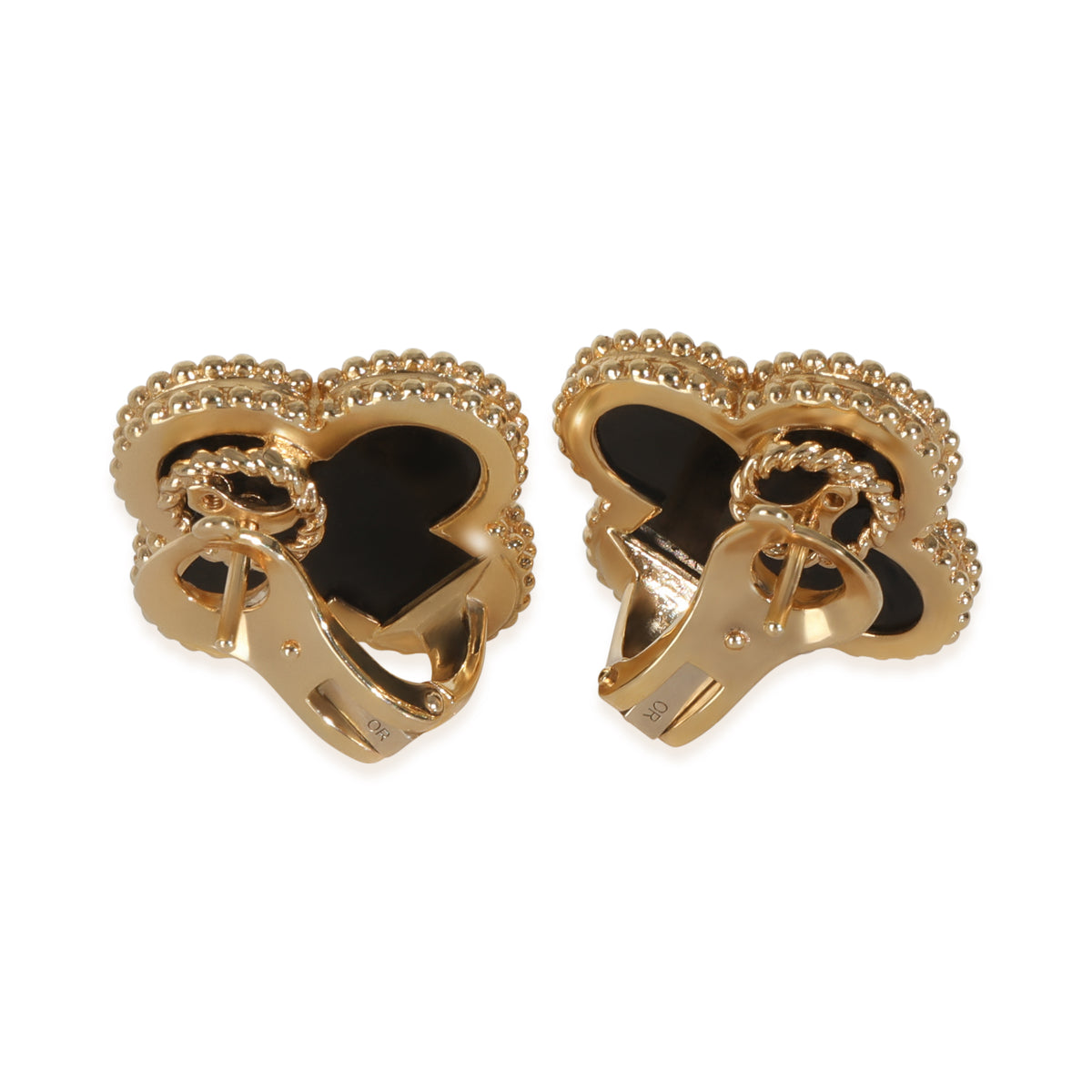 Yellow Gold Onyx Magic Alhambra Earrings