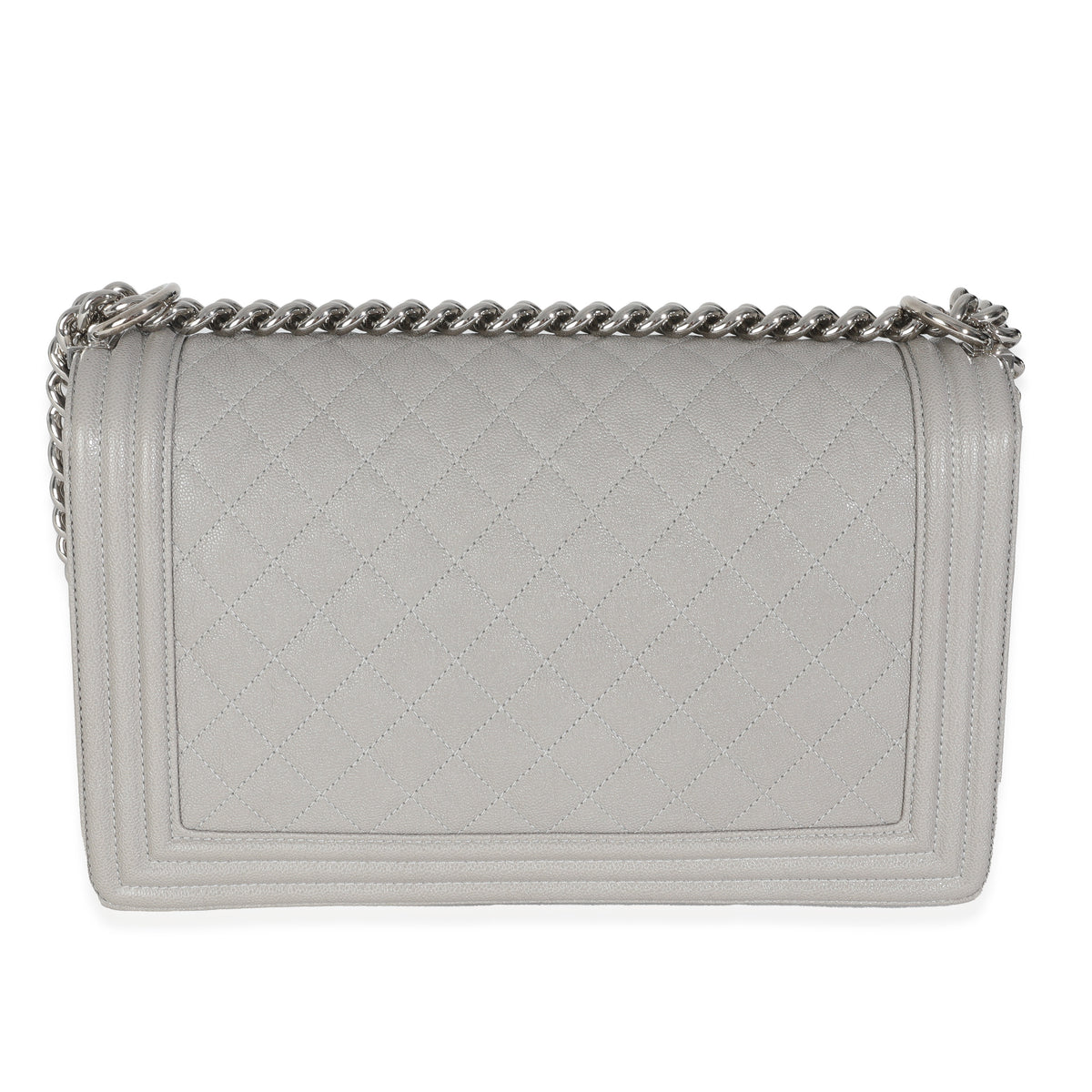 Grey Quilted Caviar New Medium Boy Handbag