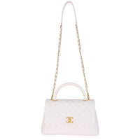 Chanel Light Pink Quilted Caviar Medium Coco Top Handle Handbag Handbag av