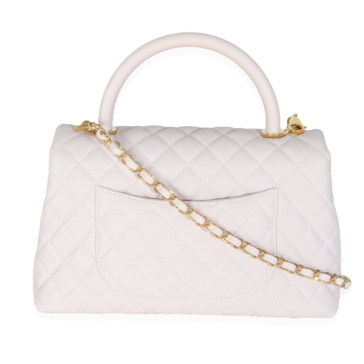 Chanel Light Pink Quilted Caviar Medium Coco Top Handle Handbag Handbag bv