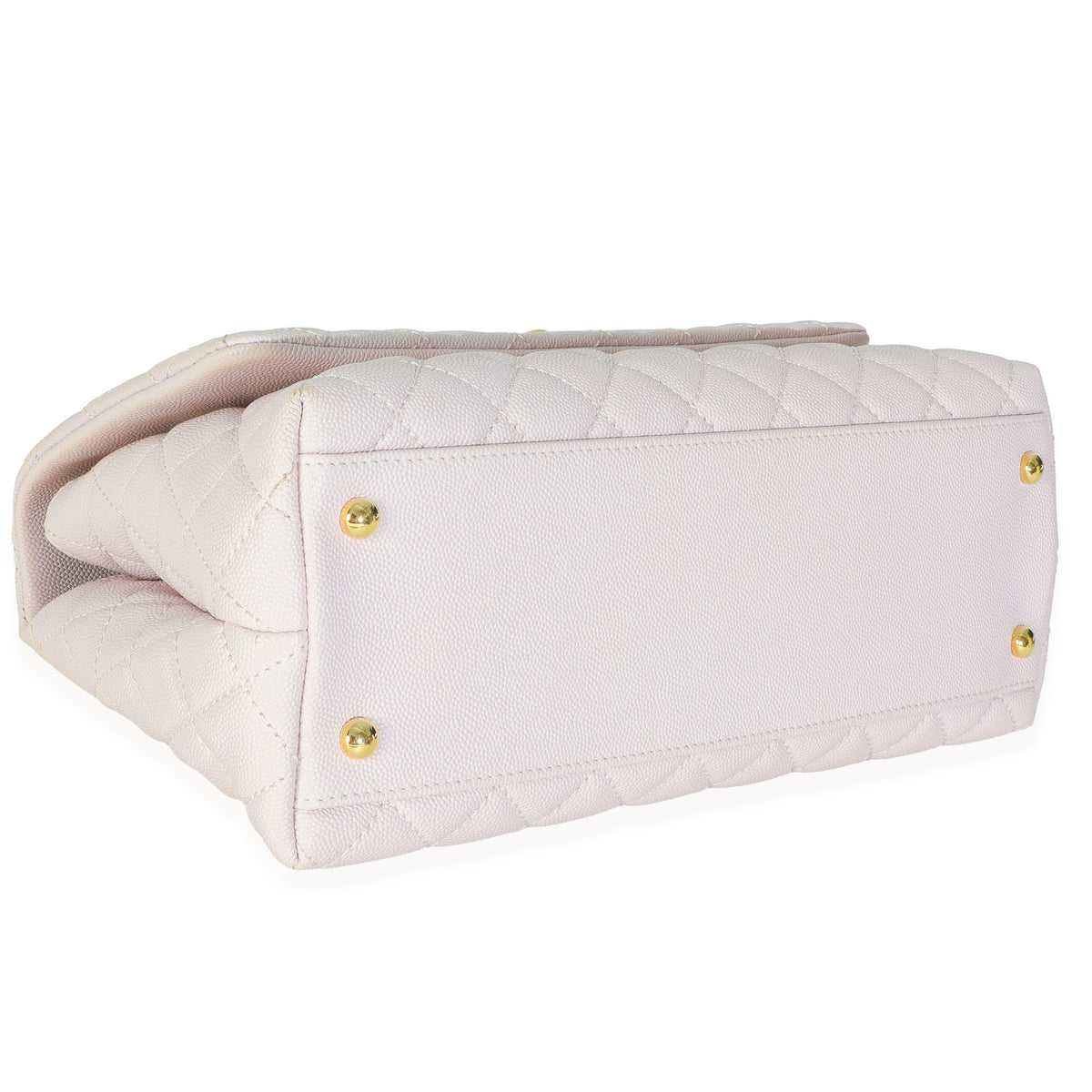 Chanel Light Pink Quilted Caviar Medium Coco Top Handle Handbag Handbag clasp