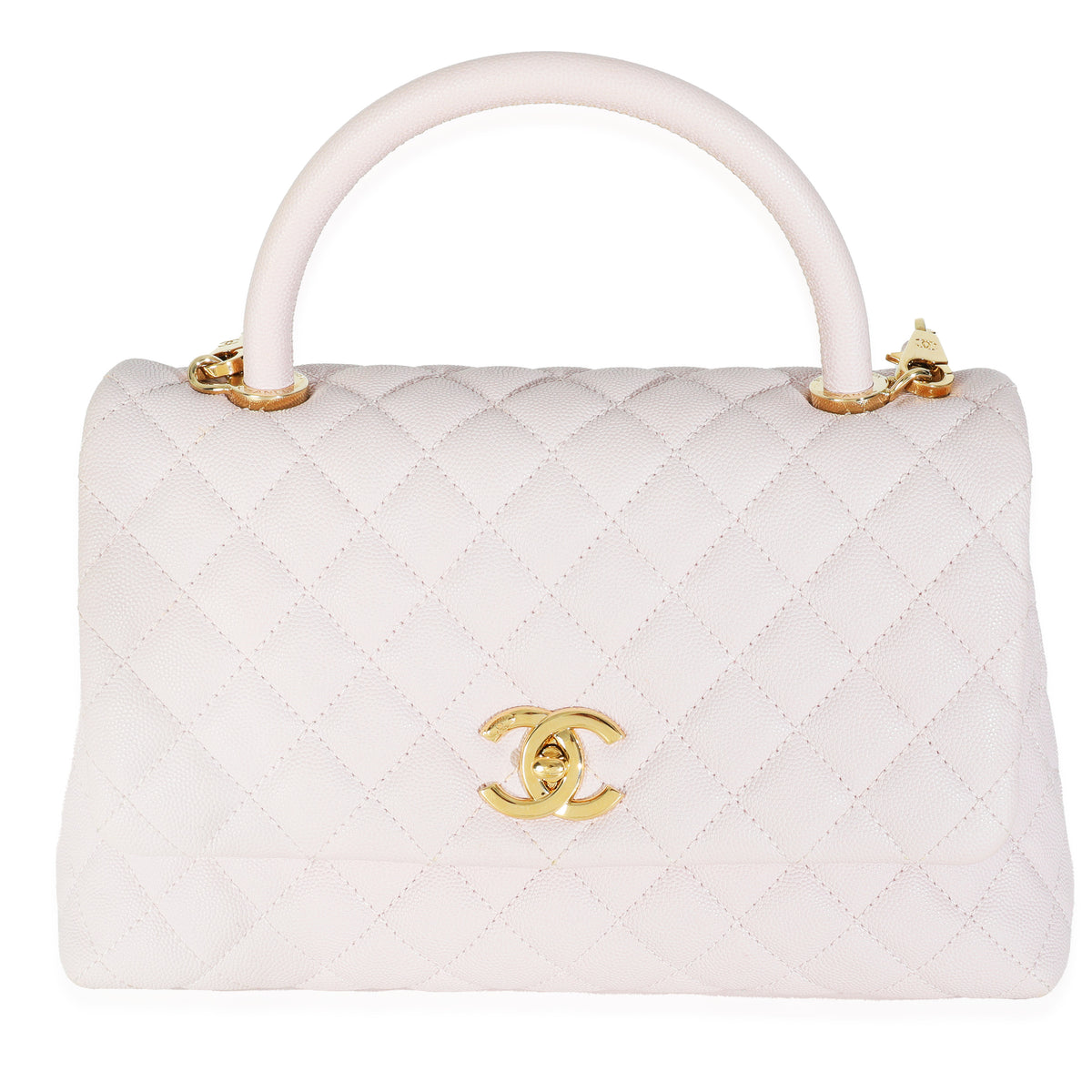 Chanel Light Pink Quilted Caviar Medium Coco Top Handle Handbag Handbag fv