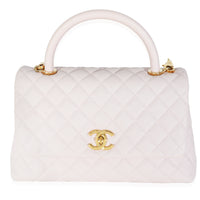 Chanel Light Pink Quilted Caviar Medium Coco Top Handle Handbag Handbag fv
