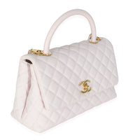 Chanel Light Pink Quilted Caviar Medium Coco Top Handle Handbag Handbag pv