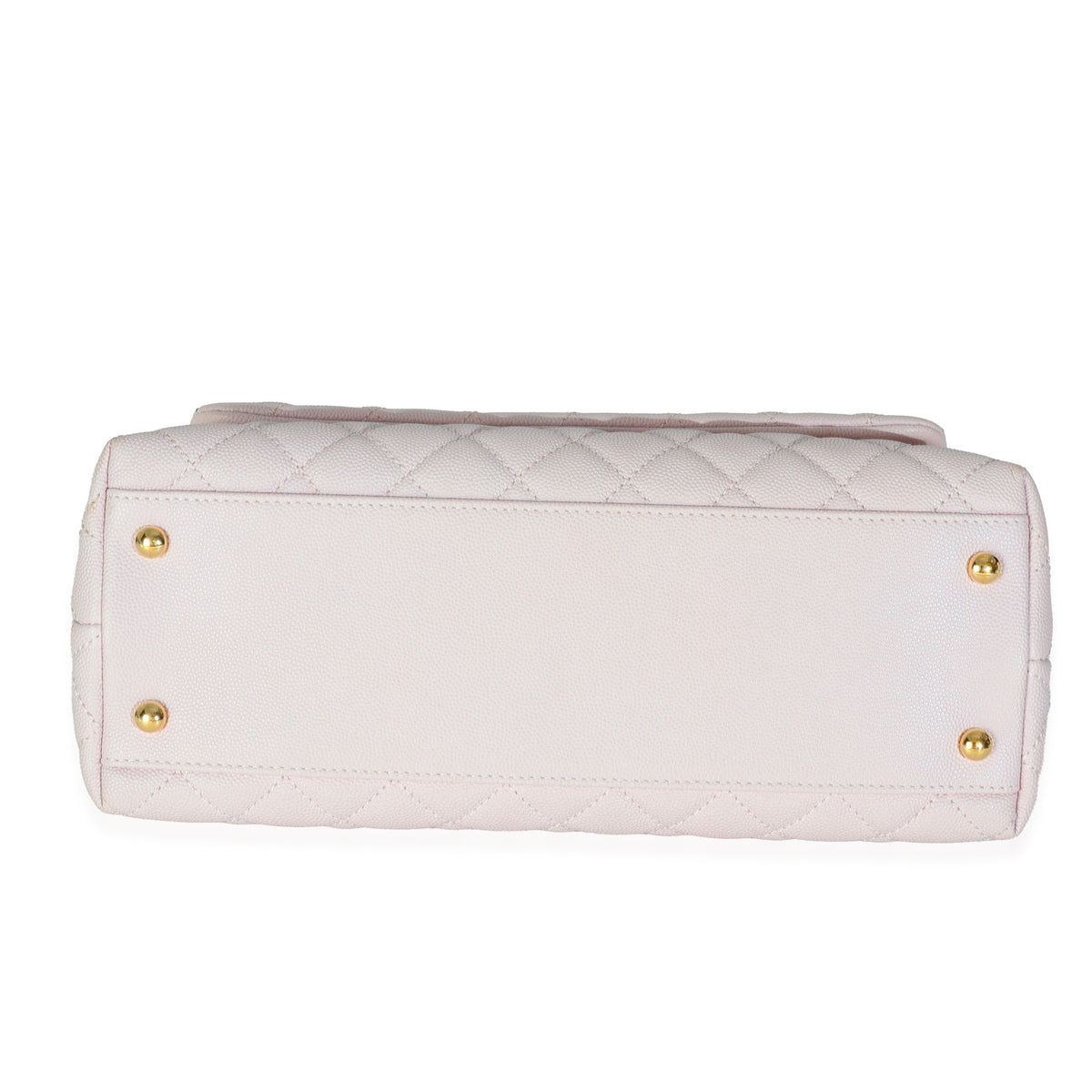 Chanel Light Pink Quilted Caviar Medium Coco Top Handle Handbag Handbag stamp