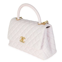 Chanel Light Pink Quilted Caviar Medium Coco Top Handle Handbag Handbag sv