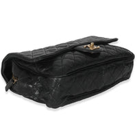 Black Quilted Distressed Caviar Shiva Flap Handbag