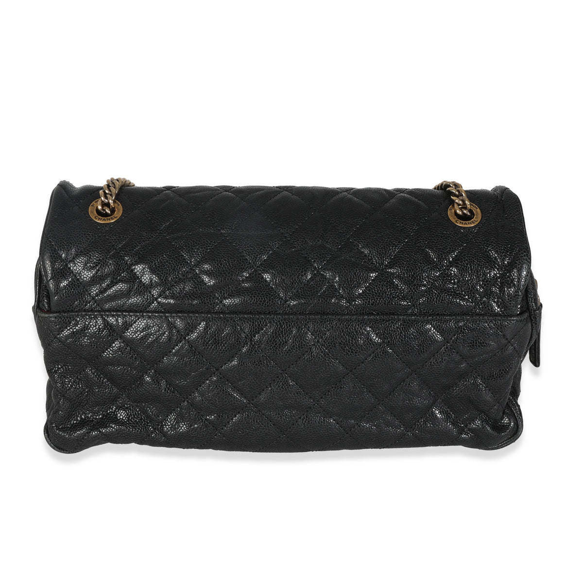 Black Quilted Distressed Caviar Shiva Flap Handbag