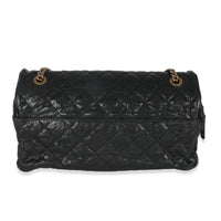 Black Quilted Distressed Caviar Shiva Flap Handbag