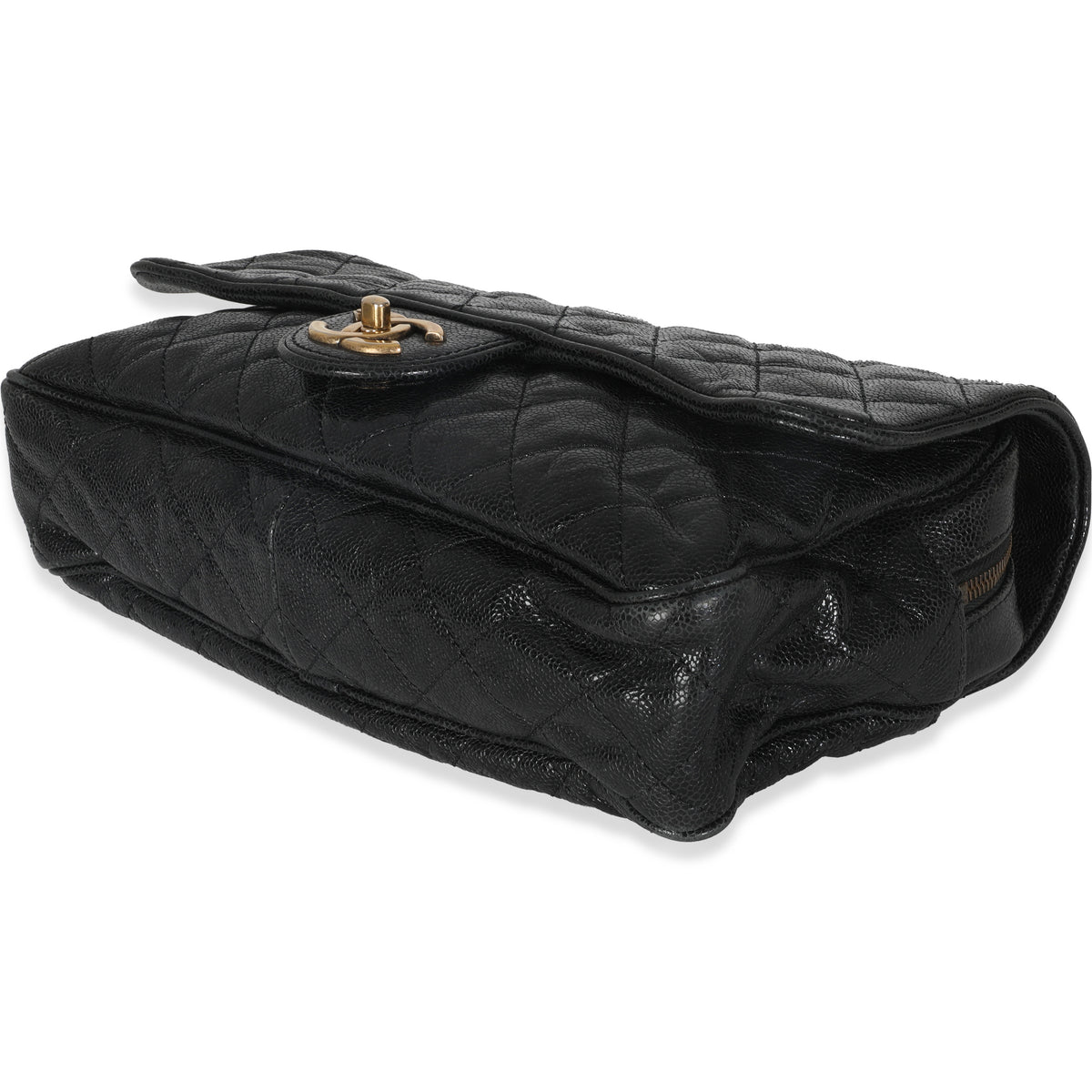 Black Quilted Distressed Caviar Shiva Flap Handbag