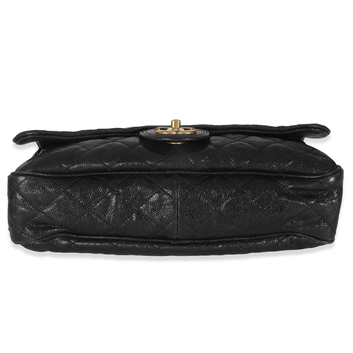 Black Quilted Distressed Caviar Shiva Flap Handbag