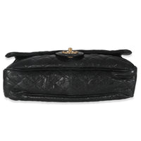 Black Quilted Distressed Caviar Shiva Flap Handbag