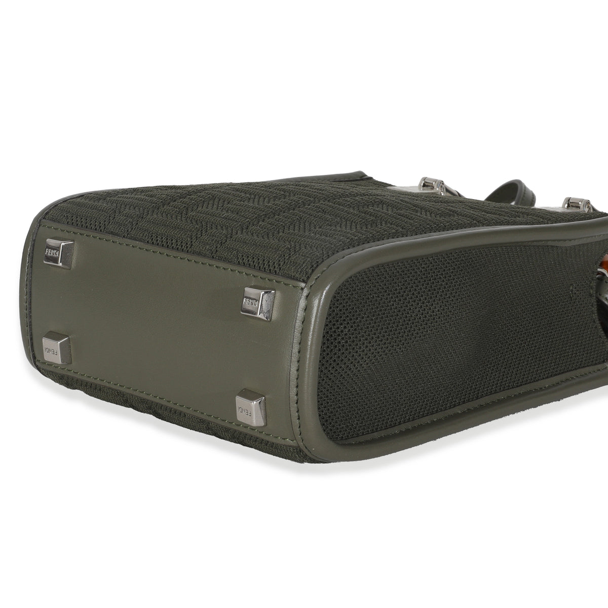 Dark Green Technical Fabric FF Mini Fendi Sunshine Shopper