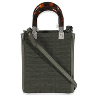 Dark Green Technical Fabric FF Mini Fendi Sunshine Shopper