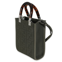 Dark Green Technical Fabric FF Mini Fendi Sunshine Shopper