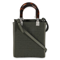 Dark Green Technical Fabric FF Mini Fendi Sunshine Shopper